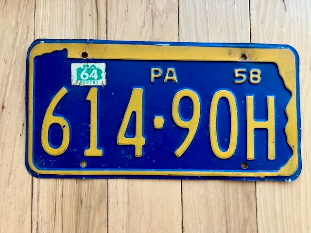 1958 Pennsylvania License Plate