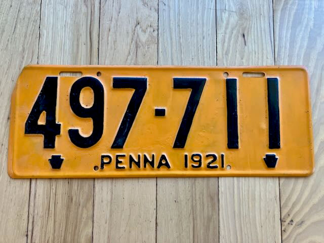 1921 Pennsylvania License Plate - Repainted