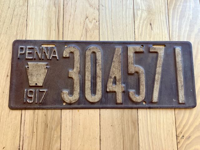 1917 Pennsylvania License Plate