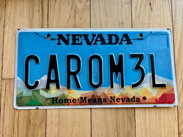 Nevada Vanity License Plate - CAROM3L (Caramel?)