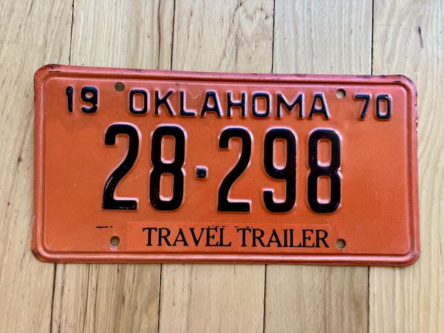 1970 Oklahoma Travel Trailer License Plate