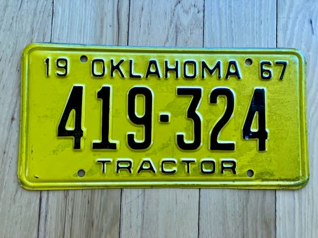 1967 Oklahoma Tractor License Plate