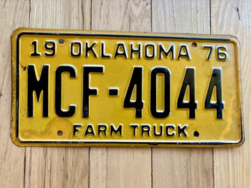 1976 Oklahoma Farm Truck License Plate