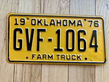 1976 Oklahoma Farm Truck License Plate