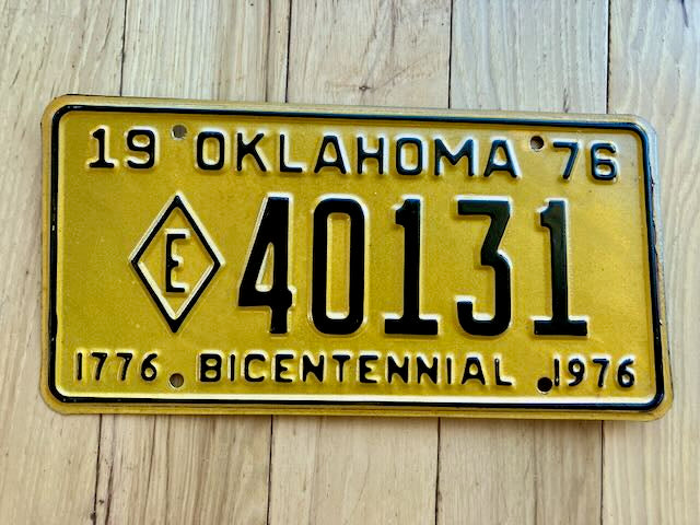 1976 Oklahoma Bicentennial License Plate