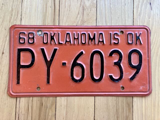 1968 Oklahoma License Plate