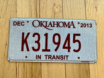 2013 In Transit Oklahoma License Plate