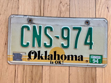 1994 Oklahoma License Plate