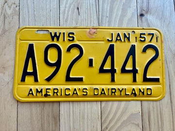 1957 Wisconsin License Plate