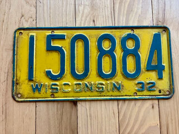 1932 Wisconsin License Plate