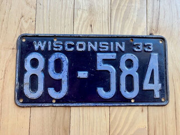 1933 Wisconsin License Plate