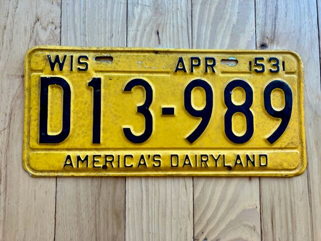 1953 Wisconsin License Plate