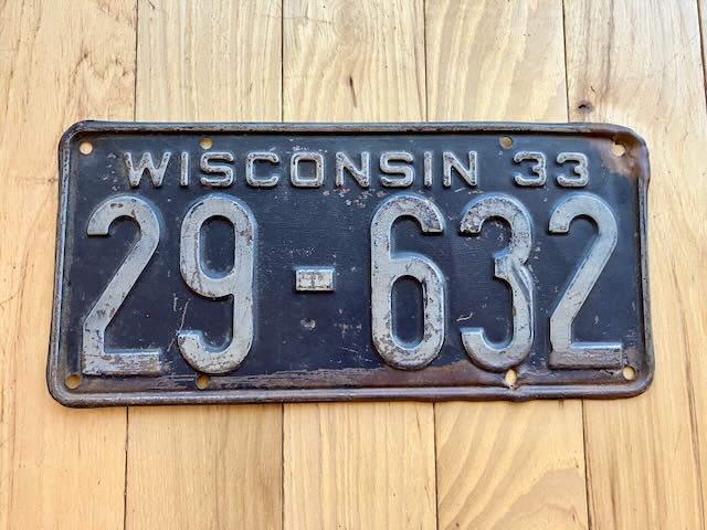 1933 Wisconsin License Plate