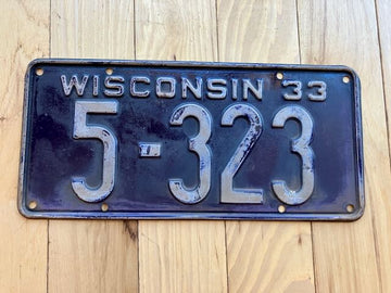 1933 Wisconsin License Plate