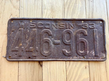 1933 Wisconsin License Plate