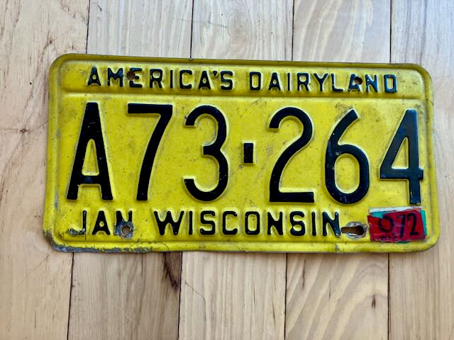 1972 Wisconsin License Plate