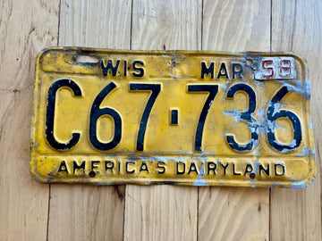 1958 Wisconsin License Plate