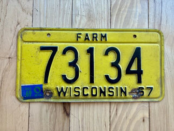 1967 Wisconsin Farm License Plate