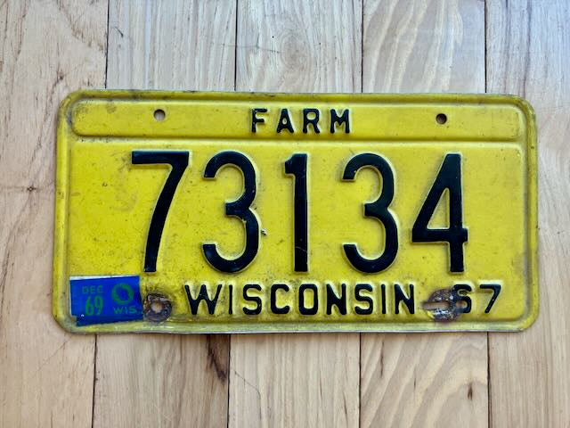 1967 Wisconsin Farm License Plate