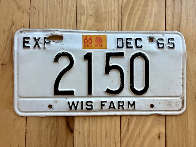 1965 Wisconsin Farm License Plate