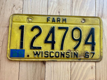 1967 Wisconsin Farm License Plate