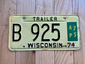 1974 Wisconsin Trailer License Plate