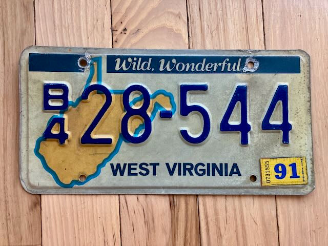 1991 West Virginia License Plate