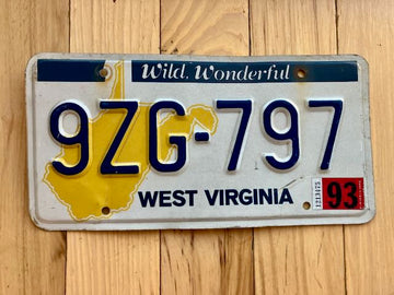 1993 West Virginia License Plate