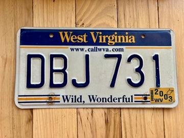 2003 West Virginia License Plate