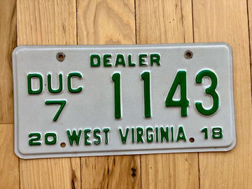 2018 West Virginia Dealer License Plate