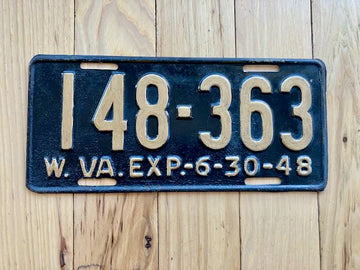 1948 West Virginia License Plate - Repainted