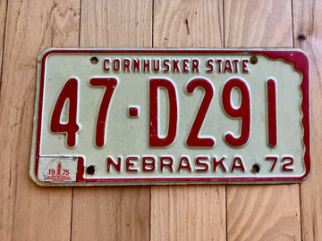 1972 Nebraska License Plate