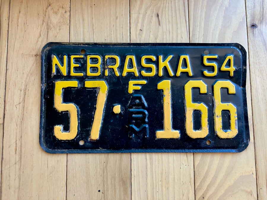 1954 Nebraska Farm License Plate