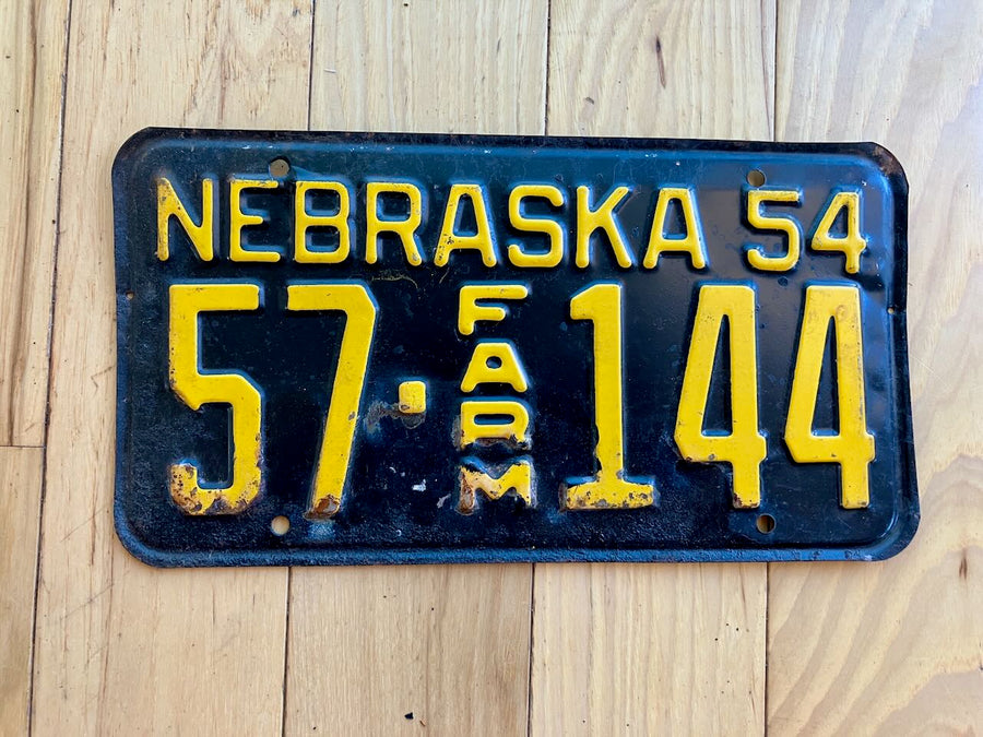 1954 Nebraska Farm License Plate