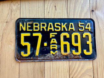 1954 Nebraska Farm License Plate