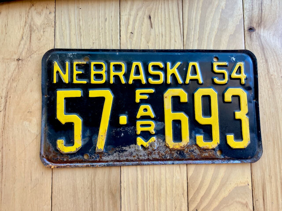 1954 Nebraska Farm License Plate