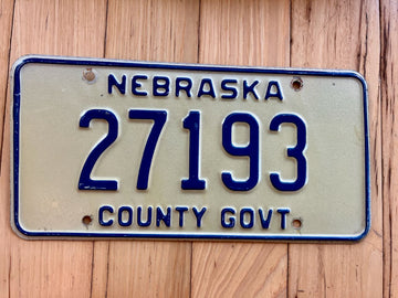 Nebraska County Government License Plate