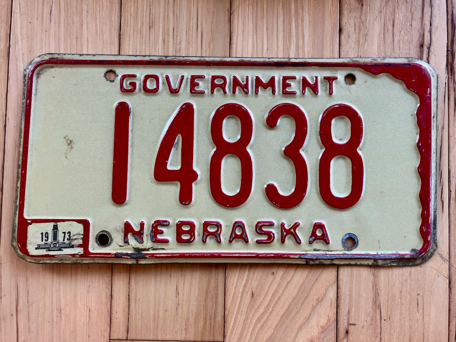 1973 Nebraska Government License Plate