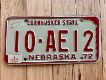 1972 Nebraska License Plate