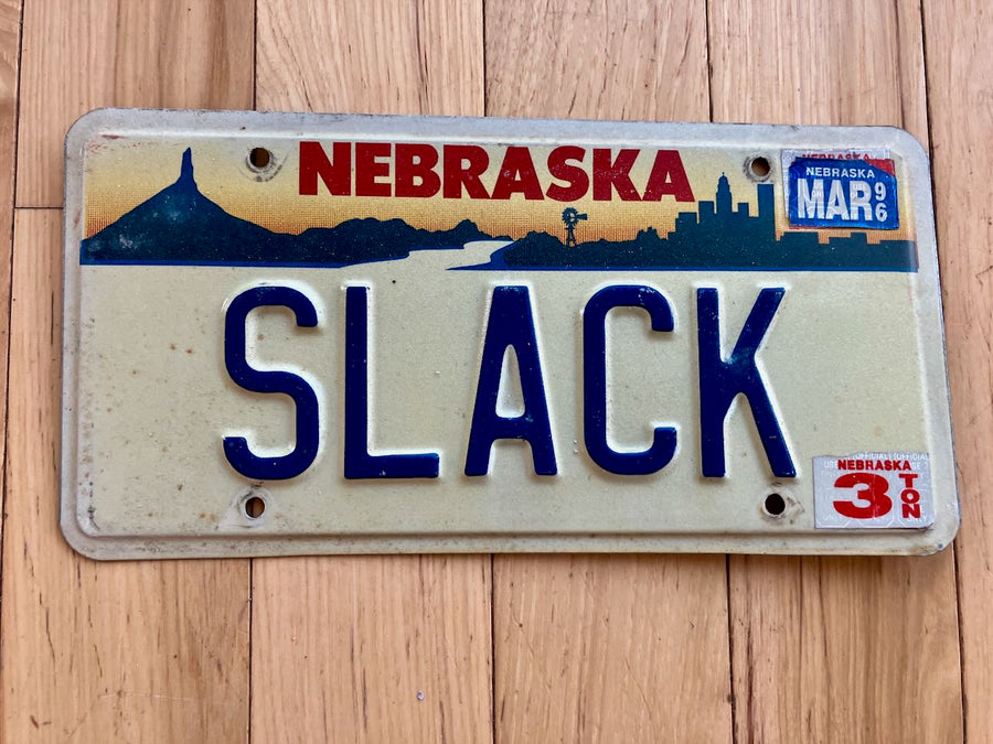 1996 Nebraska Vanity License Plate -Slack