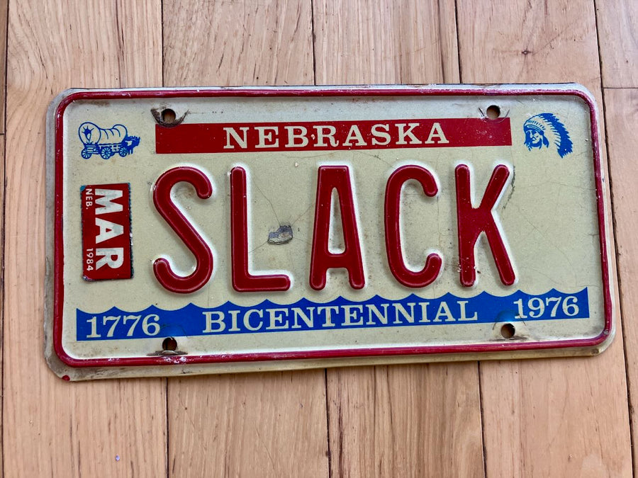 1984 Nebraska Vanity License Plate -Slack