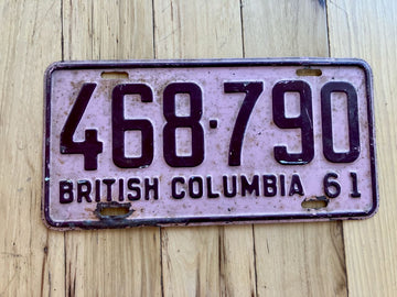 1961 British Columbia License Plate