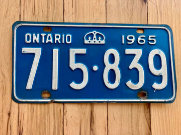 1965 Ontario License Plate