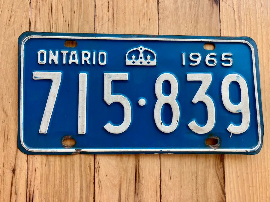 1965 Ontario License Plate