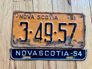 1951 Nova Scotia License Plate W/1954 Tab