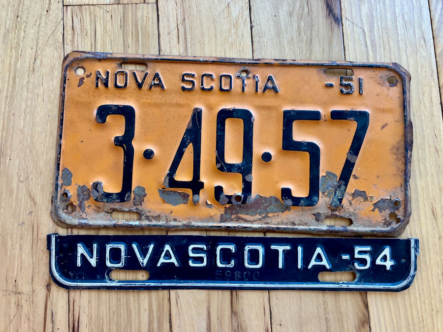 1951 Nova Scotia License Plate W/1954 Tab