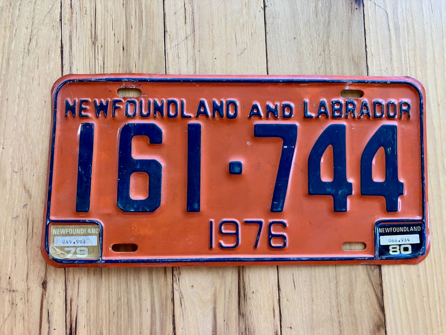 1976 Newfoundland And Labrador License Plate W/79 and 80 Tabs