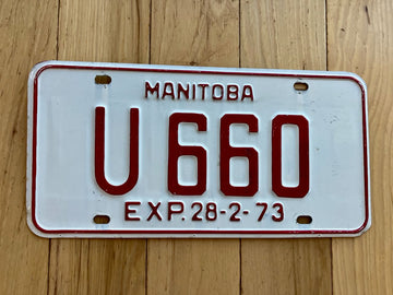 1973 Manitoba U Drive Rental License Plate