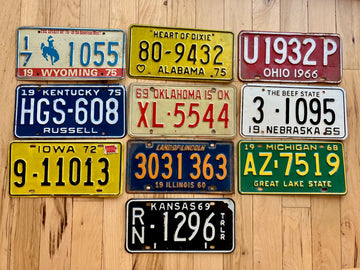 Vintage 10 Pack of License Plates From The 1960's through 1970's