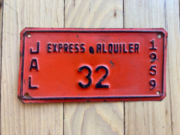 1959 Jalisco Express Alquiler/ Express Rental License Plate